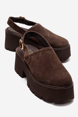 Caldris Leren Platform Sandaal