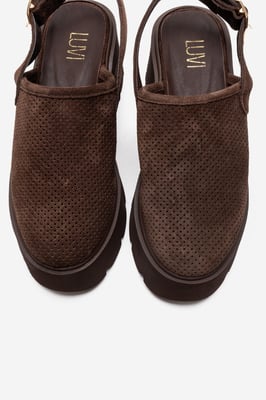 Caldris Leren Platform Sandaal