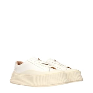 Jil Sander Vita Läder Plattform Sneakers