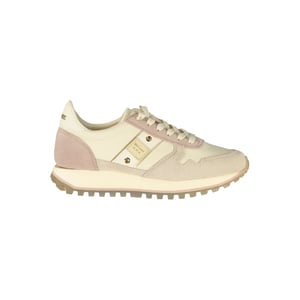Blauer Beige Lederen Dames Sneaker