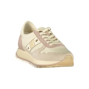Blauer Beige Lederen Dames Sneaker