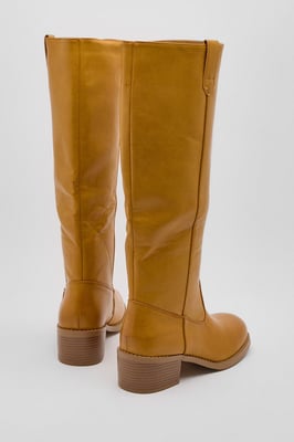 Faith: Rita Faux Leather High Leg Block Heel Boots