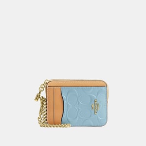 Zip Card Case In Signature Leather With Charm