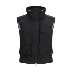 PINKO Zwarte Nylon Mouwloze Jas