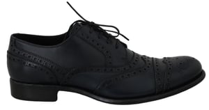 Dolce & Gabbana Mörkblå Läder Wingtip Oxford Kosti skor
