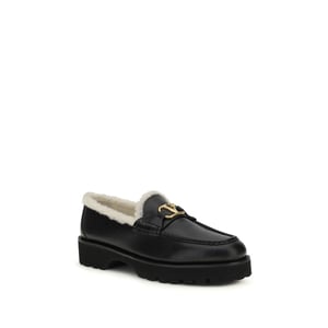 Valentino Garavani Svarta Kalvskinn Bos Taurus Slip-On Loafers