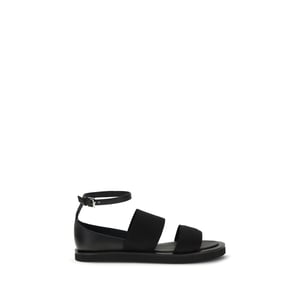 Max Mara Zwarte Kalfsleer Bos Taurus Plat Sandalen