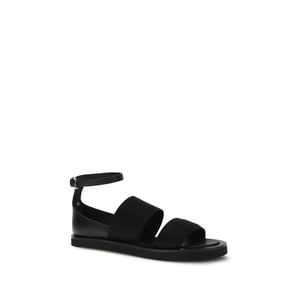 Max Mara Zwarte Kalfsleer Bos Taurus Plat Sandalen