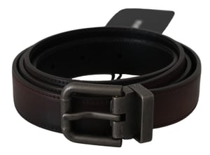 Dolce & Gabbana Effen Bruin Leren Grijze Gesp Riem