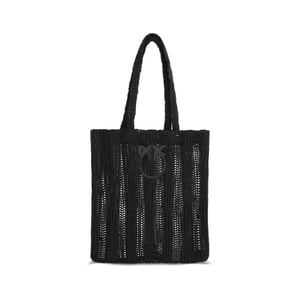 PINKO Zwarte Raffia Schoudertas