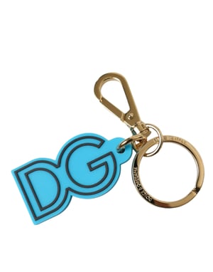 Dolce & Gabbana Blå Gummiguld Metall DG Logotyp Nyckelring Nyckelring