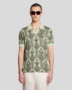 Botanische Print Gebreide Poloshirt