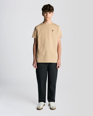 Bomulls T-shirt med Rund Halsringning