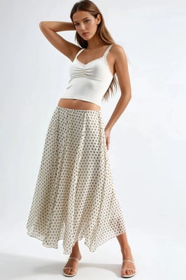 Hoge Taille Polkadot Maxi Rok