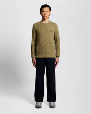 Linen Blend Ribbed Crew Neck Jumper