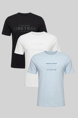 Multi 3 Pack Regular Fit Cotton Crew T-Shirts
