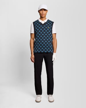 Cotton V-Neck Argyle Vest