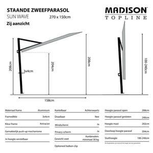 Madison parasol sun wave 270 x 150 -