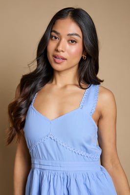 Petite Lace Trim Peplum Midi Dress