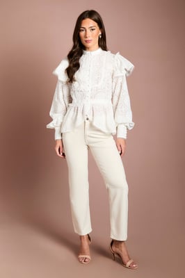 Lace Frill Detail Long Sleeve Blouse