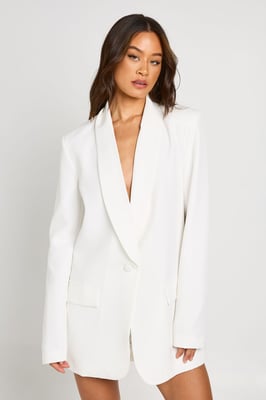 Tall Shoulder Pad Plunge Oversized Blazer