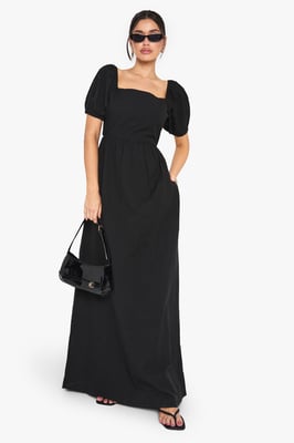 Tall Linen Puff Sleeve Maxi Dress