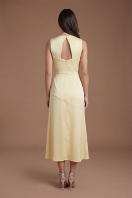 Cowl Neck Sleeveless Satin Midi Dress