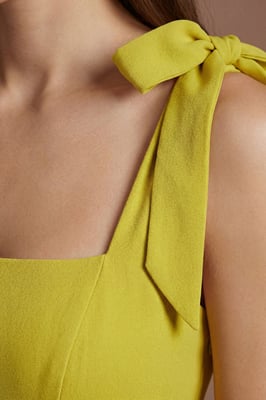 Sleeveless Crepe Midi Dress With Bow Detail Straps