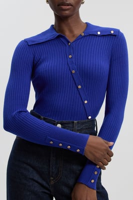 Viscose Blend Trim Detail Knit Top