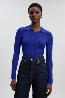 Viscose Blend Trim Detail Knit Top