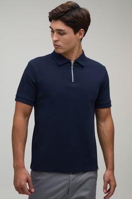 Slim Premium Interlock Zip Neck Polo