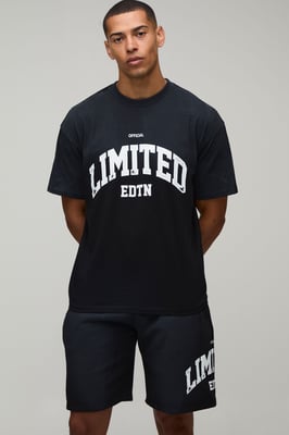 Oversized Spray Wash Limited Edition Printed T-Shirt & Short Set
