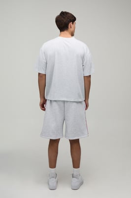 Contrast Piping Oversized Boxy T-Shirt & Baggy Short Set