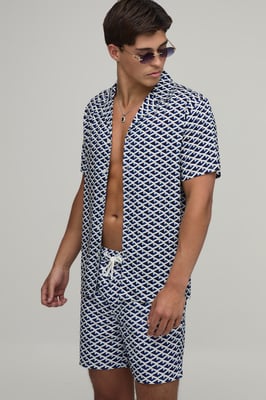 Geo Printed Shirt & Swim Short Set