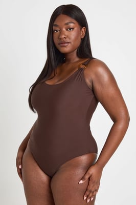 Plus Trim Detail Scoop Neck Swimsuit