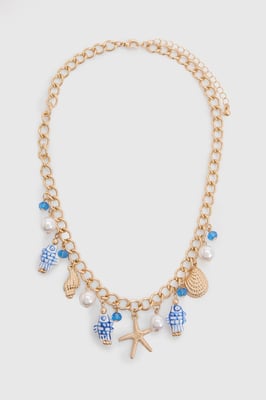 Porcelain Print Ocean Detail Charm Necklace