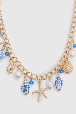 Porcelain Print Ocean Detail Charm Necklace