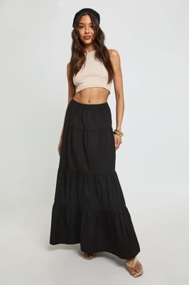 Tiered Cotton Poplin Maxi Skirt