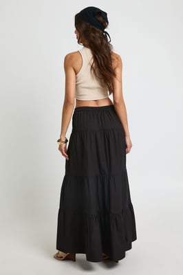 Tiered Cotton Poplin Maxi Skirt
