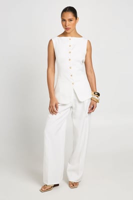 Pleated Wide Leg Tailored Trousers