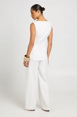 Pleated Wide Leg Tailored Trousers