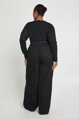 Plus Elasticated Back Tie Wide Leg Jean