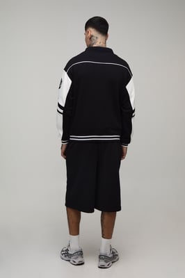 Tall Boxy Fit Collared Colour Block Varsity Jersey Jacket