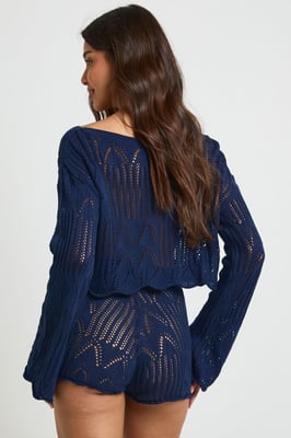 Patterned Slash Neck Beach Crochet Top