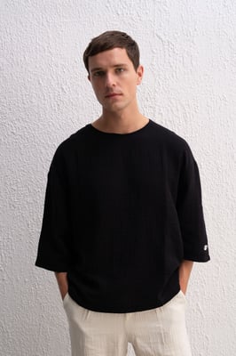 Överstor Crew Neck Bomull T-Shirt