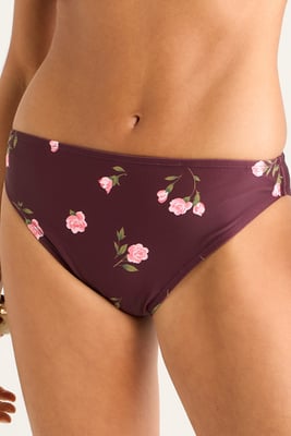 Bikinibotten med brunt blommönster