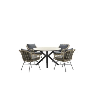 Garden Impressions Ronde 4-persoons tuinset edison tafel 4 margriet stoelen