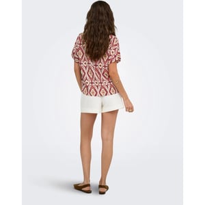 Only Onlbelly mikasi ss v-neck top wvn ex brick red/abs