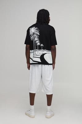 Tall Relaxed Palm Scenic Jacquard Knitted Shirt