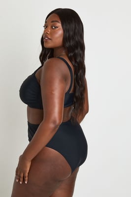 Plus Knot Front Top & High Waist Bottom Bikini Set